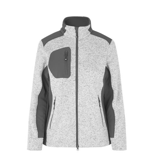 Cardigan | strikfleece | dame - Grå melange